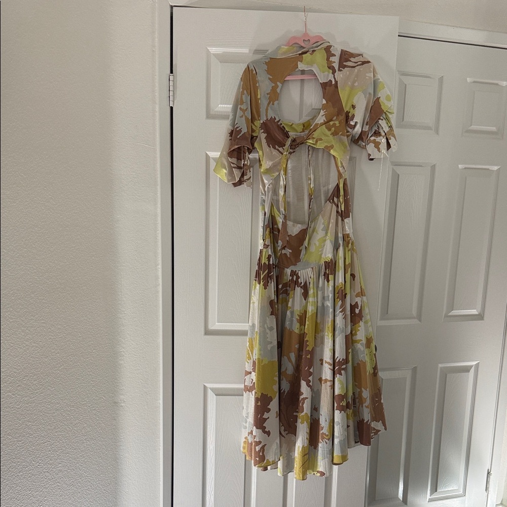 Jonathan Simkhai Camouflage Midi Dress in Brown and Cream - Picture 7 of 11